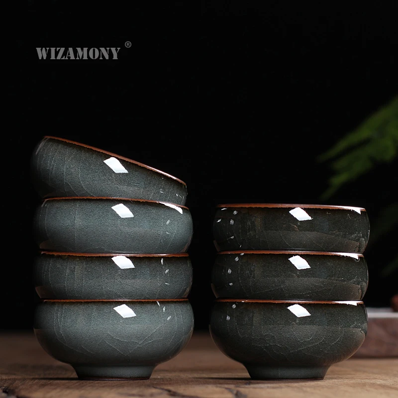 Wizamony 1 шт. ручной работы лунцюаньский Селадон посуда для напитков чайный сервиз чайная чашка чайный горшок чайная чашка Железный корпус кракелюрная глазурь китайский фарфор