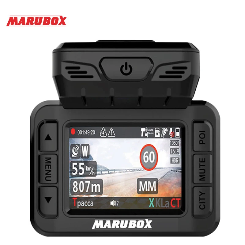 Marubox автомобильный радар детектор GPS регистратор камера DVR 3в1 HD1296P 170 градусов