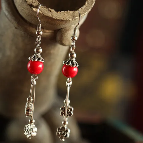 Yanting тибетские ювелирные изделия Висячие серьги для женщин нежные цветочные