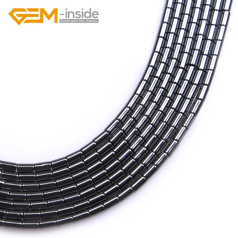 3X5MM no magnetic Натуральная колонна трубки без магнитного черного и синего цвета с металлическим покрытием отражения гематит бусины для изготовления ювелирных изделий нить 15" - Цвет: 3X5MM no magnetic
