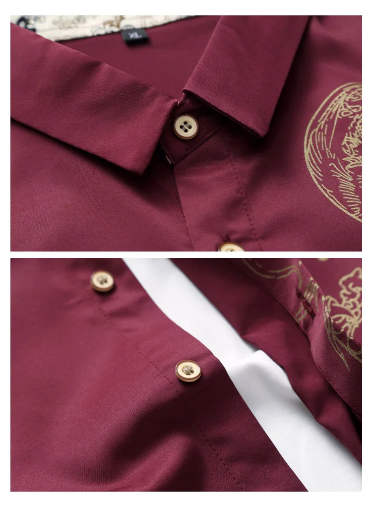 Модный бренд Camisa Masculina рубашка с длинными рукавами мужской старинный китайский традиционный Дракон печатных рубашки больших размеров 6XL 7XL