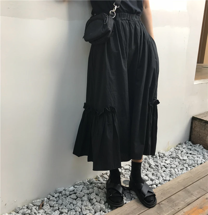 2018 осенние однотонные длинные юбки с высокой талией плиссированные миди для