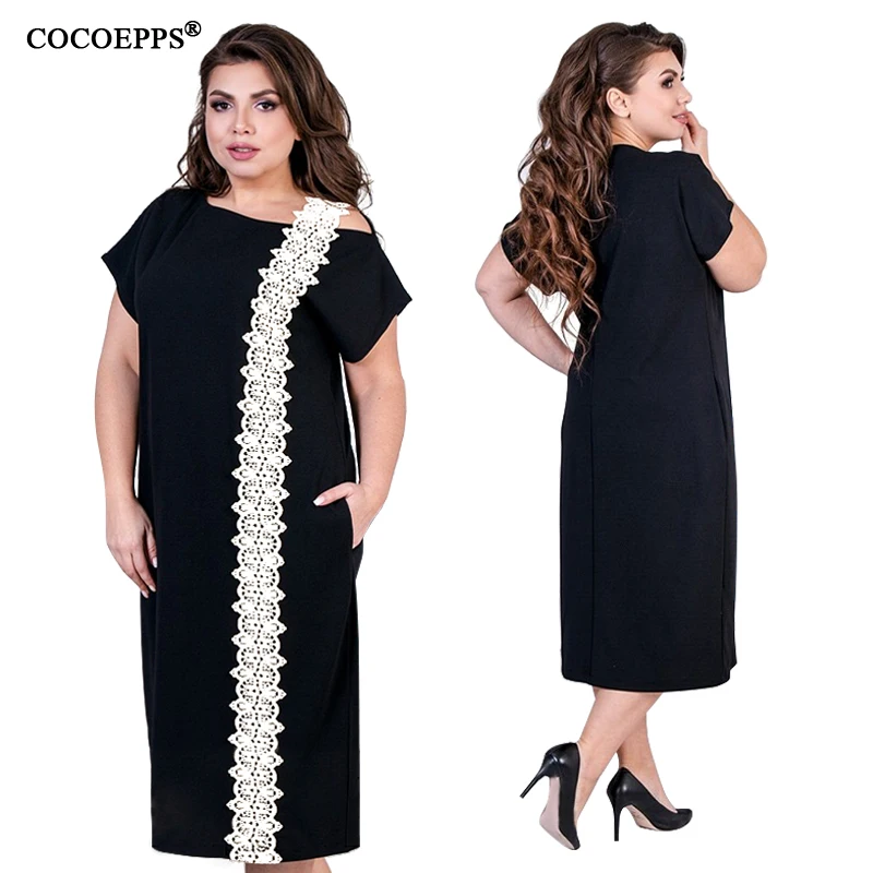 5XL 6XL 2019 повседневное женское летнее кружевное платье плюс размер Большие размеры