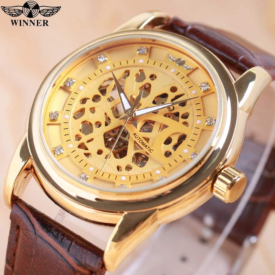 Часы наручные Winner Мужские механические модные дизайнерские брендовые роскошные