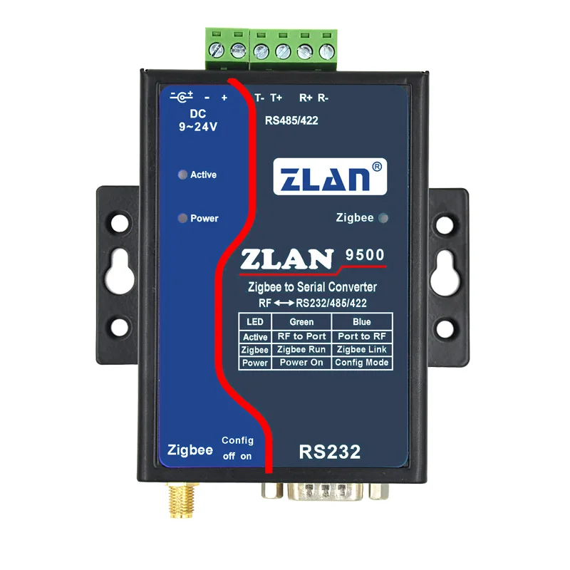 Беспроводной последовательный сервер RS232/485/422 к ZigBee ZLAN9500|Соединители| |