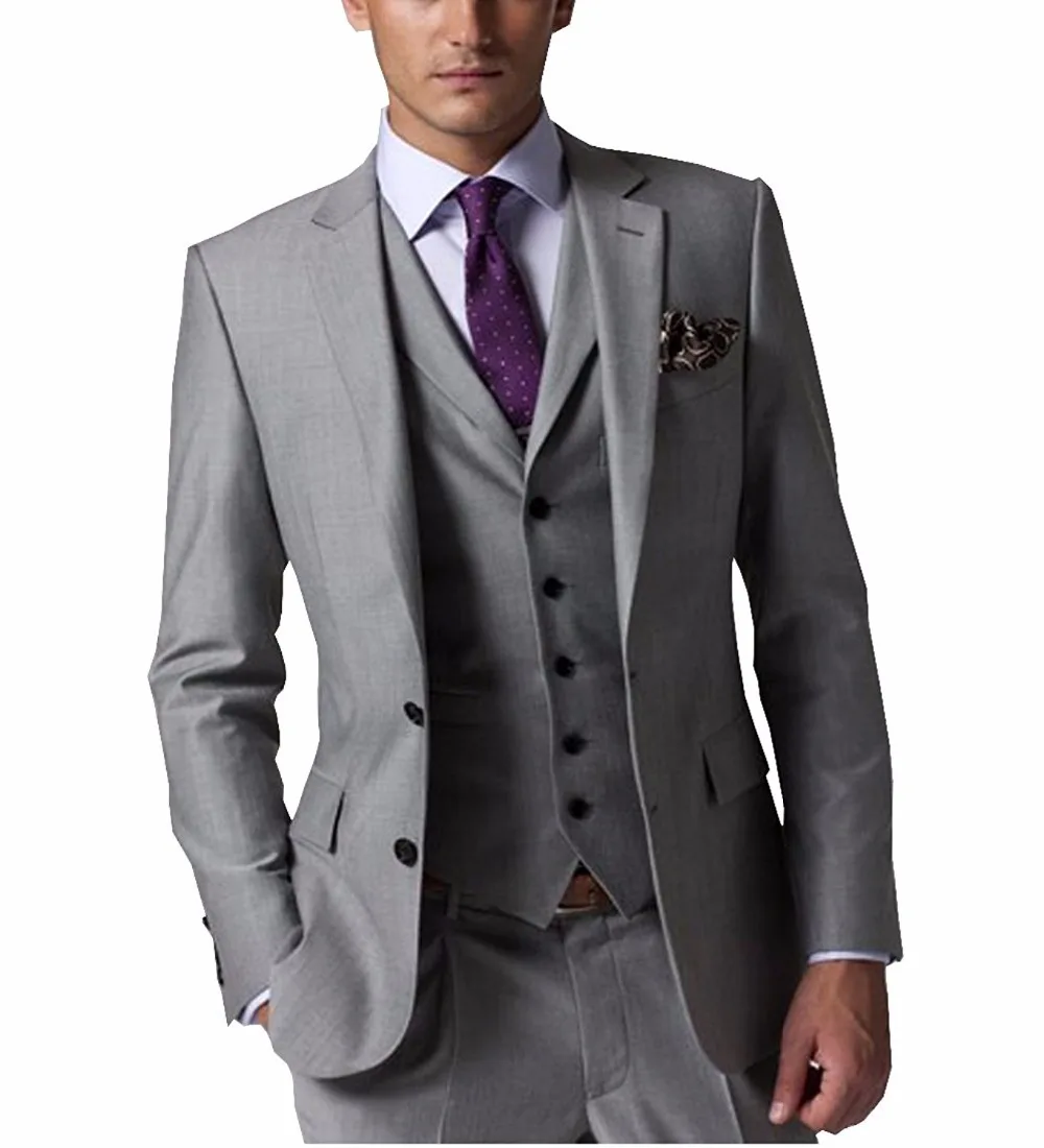 Can Be Custom Made!!! Gentle-Mens Bridegroom Suit Ternos Masculino Slim Fit Grey Men Suit,Terno Masculino Gray Wedding Groom