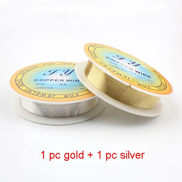 1 silver 1 gold Новинка 0,4 мм 26 Калибр 12 м/катушка из твердого стерлингового серебра цветная круглая медная яркая проволока для DIY ювелирных бусин мягкая металлическая проволочная катушка - Цвет: 1 silver 1 gold