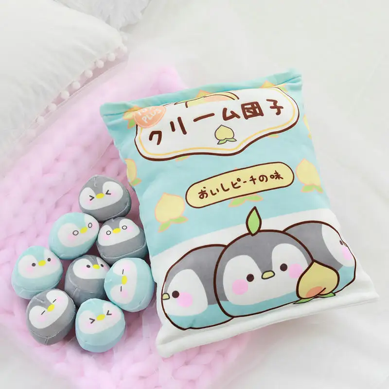 8pcs penguin 8 шт., плюшевые игрушки для всей семьи Тоторо, креативная мягкая подушка в виде животного, японское аниме, Мини-куклы в мешочке, подушка, подарок для ребенка - Цвет: 8pcs penguin