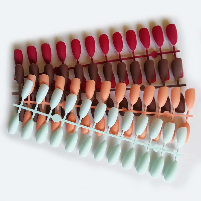 Матовый 96 шт Оптовая торговля гроб поддельные ногти матовый винный красный пресс