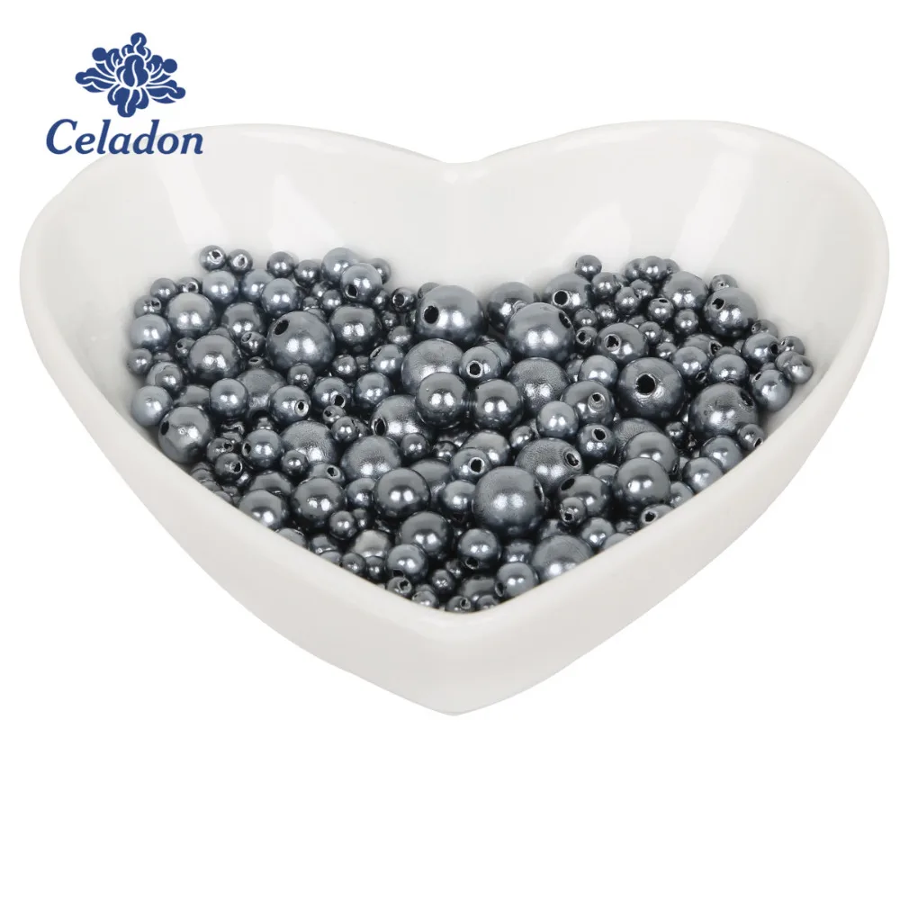 700 шт./лот 4 10 мм имитация жемчуга из АБС пластика разных размеров серые Круглые