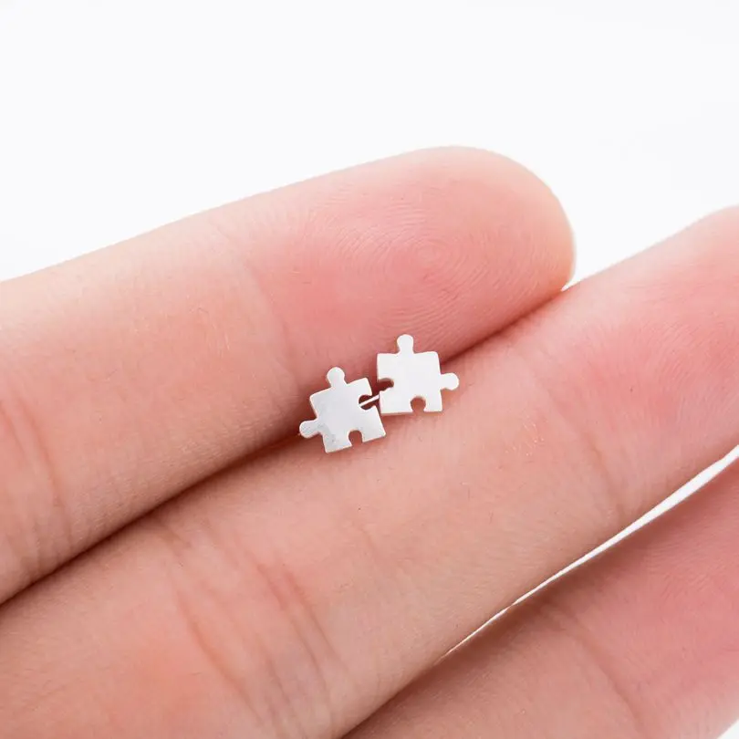 Забавные женские и детские игрушки пазл серьги-гвоздики в форме куска милые