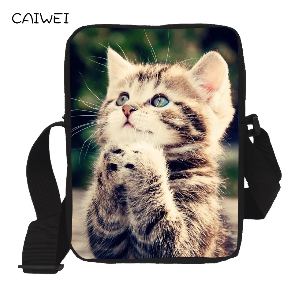 

Мини-сумка через плечо для мальчиков и девочек, с 3D-принтом кошки