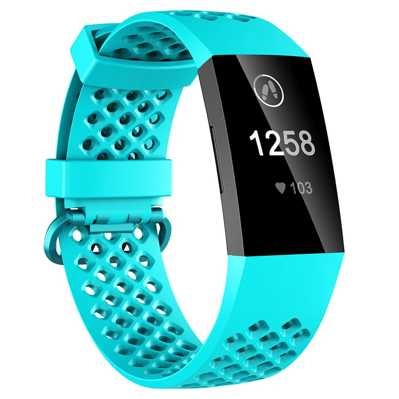 Дышащий зарядный 3 ремешок для Fitbit спортивный браслет полосы Силиконовый удобный браслет для женщин и мужчин - Цвет: Sky Blue