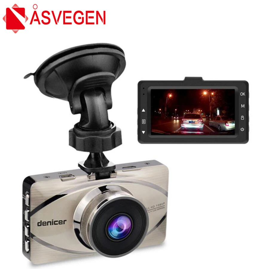 Автомобильный видеорегистратор Asvegen Full HD 1080P с двумя объективами 3 дюйма WDR