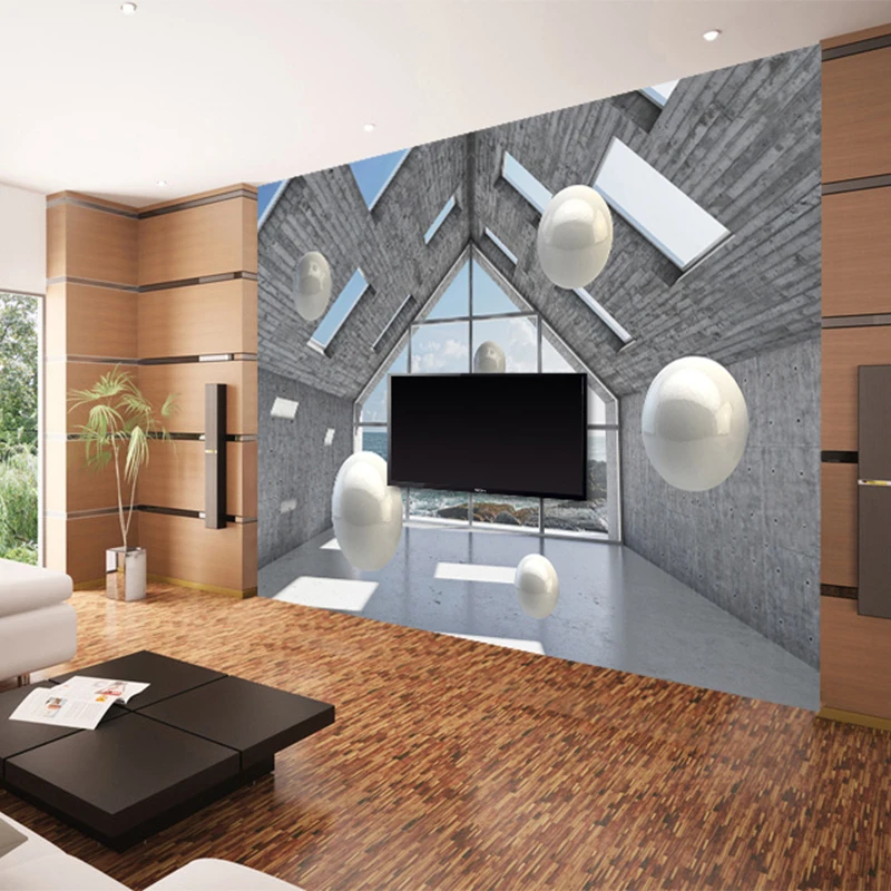 Фотообои 3D декорации в архитектурном пространстве стерео сферы фрески для