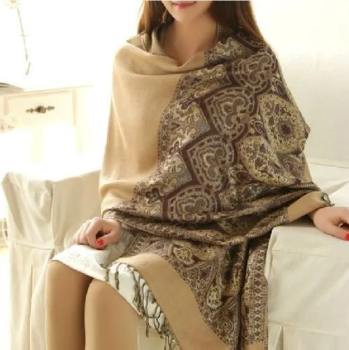 Бесплатная доставка! Новинка цвета шампанского пашмины 100% кашемир женские шарфы