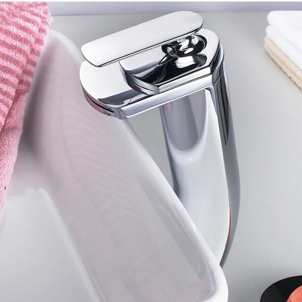 deck mounted bathroom waterfall faucet single handle brass Single hole hot and cold water basin mixer tap | Обустройство дома