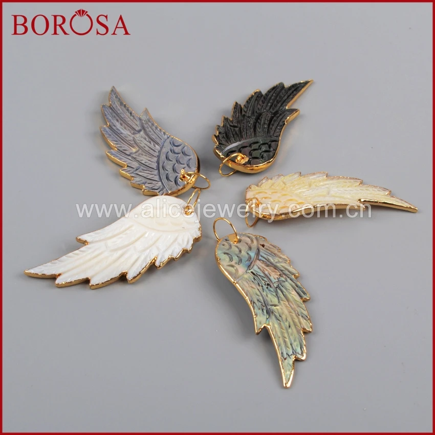 Подвеска с крыльями для ожерелья BOROSA подвеска золотого цвета радужной раковиной