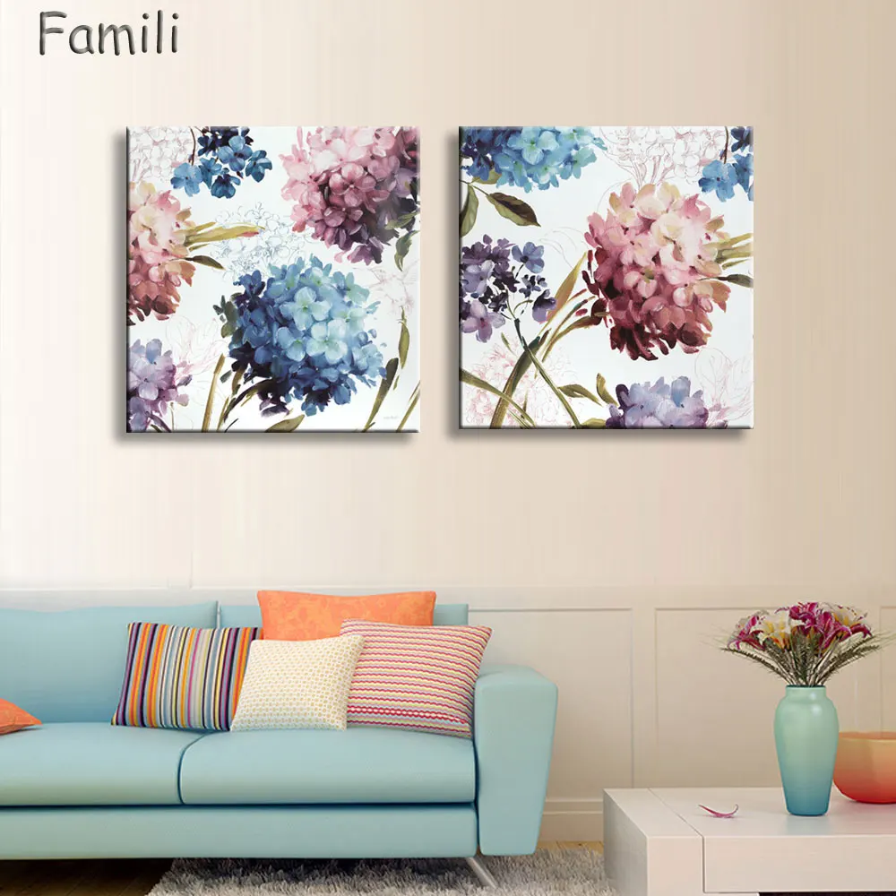 Retro Fashion 2pcs flower house ornaments children living room Decoration Canvas Painting on wall Hanging home decor unframed | Дом и сад