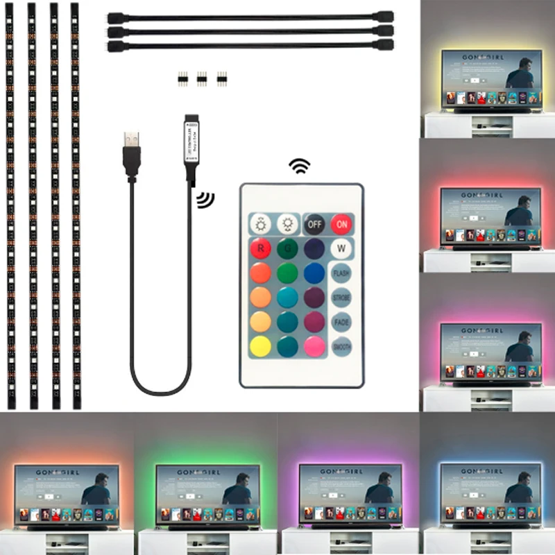 DC 5V USB Cable LED strip RGB IR/RF SMD 5050 TV Background Lighting Kit Desktop Background Lamp for TV Computer Display Screen