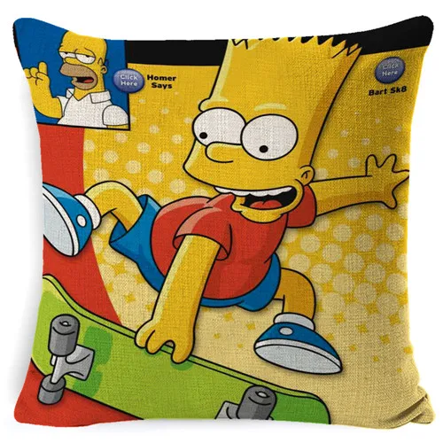 Светло-зеленый FOKUSENT Семья комедийные Юмор The Simpsons мультипликационный персонаж изображения Подушка Чехол Украшение Дома Наволочка на подушку «Симпсоны» вентиляторы - Цвет: Светло-зеленый