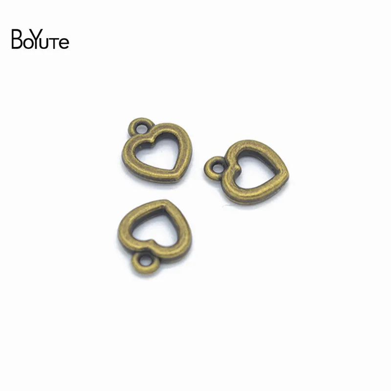 BoYuTe(100 шт./лот) металлический сплав подвеска в форме сердца Diy ручной работы аксессуары для изготовления ювелирных изделий - Окраска металла: 12x10MM-1MM Hole