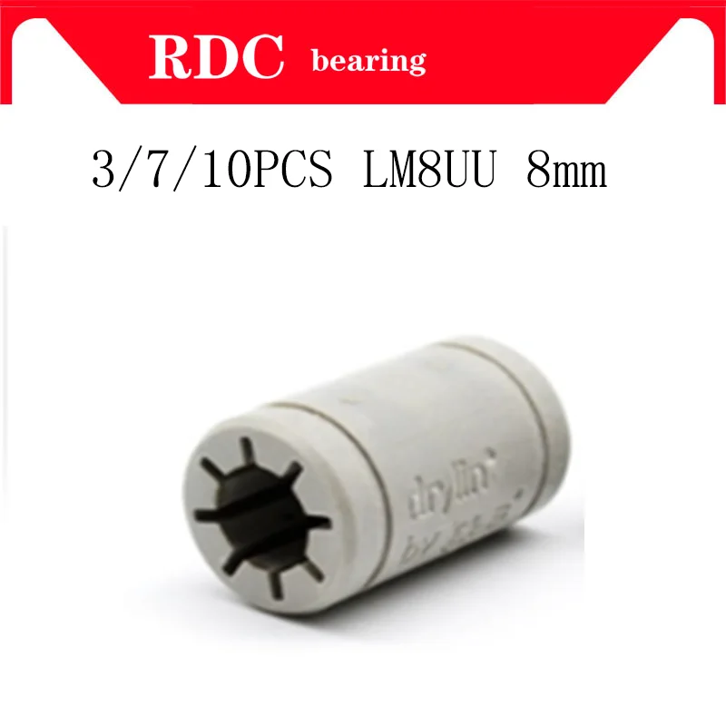 Бесплатная доставка 3/7/10 шт цельный полимерный LM8UU подшипник 8 мм вал Drylin RJ4JP 01 08