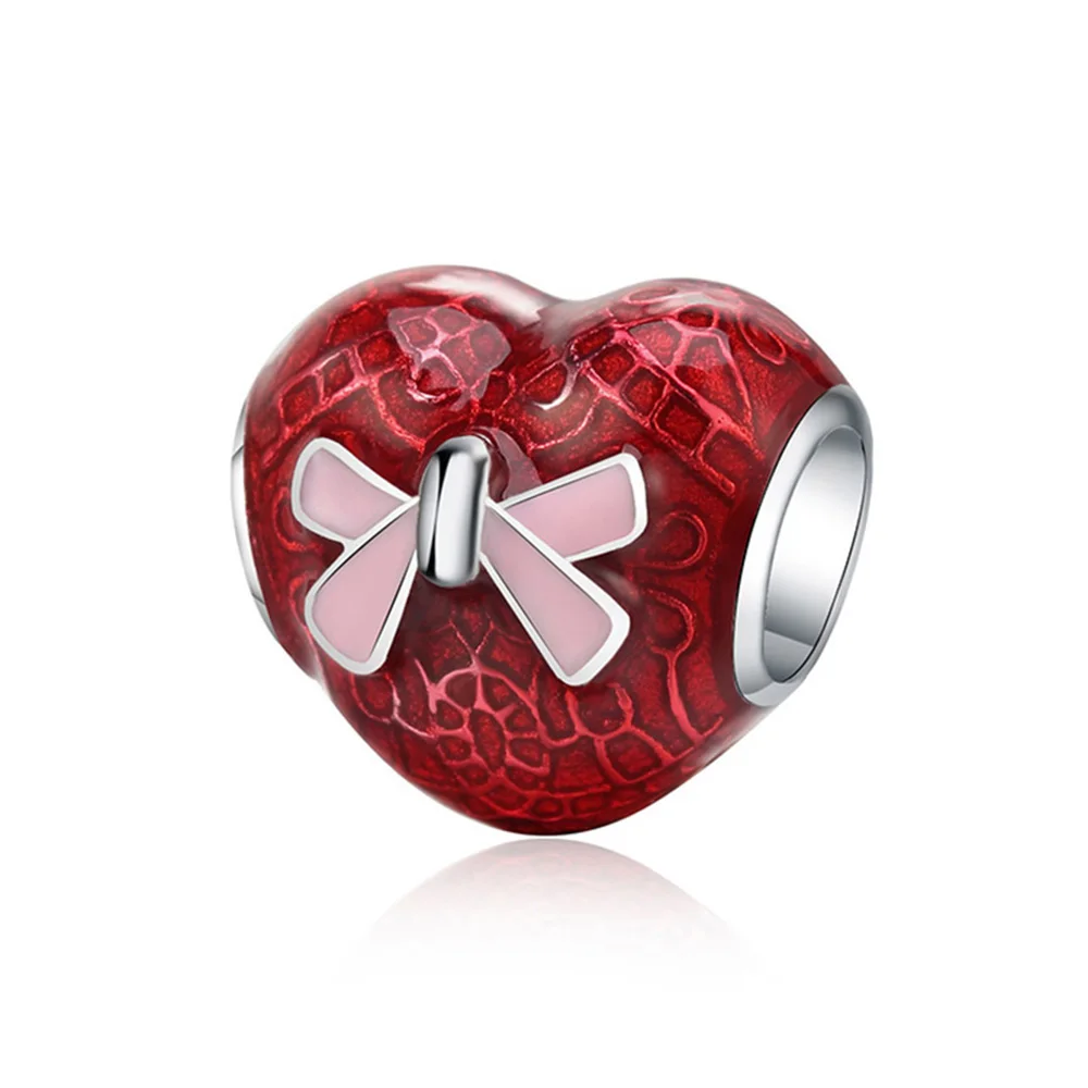 

Silver Color Bead Heart Shape Rose Gold Red Color Mouse Heart Shape For Original Pandora Charm Women Bracelets & Bangles Jewelry
