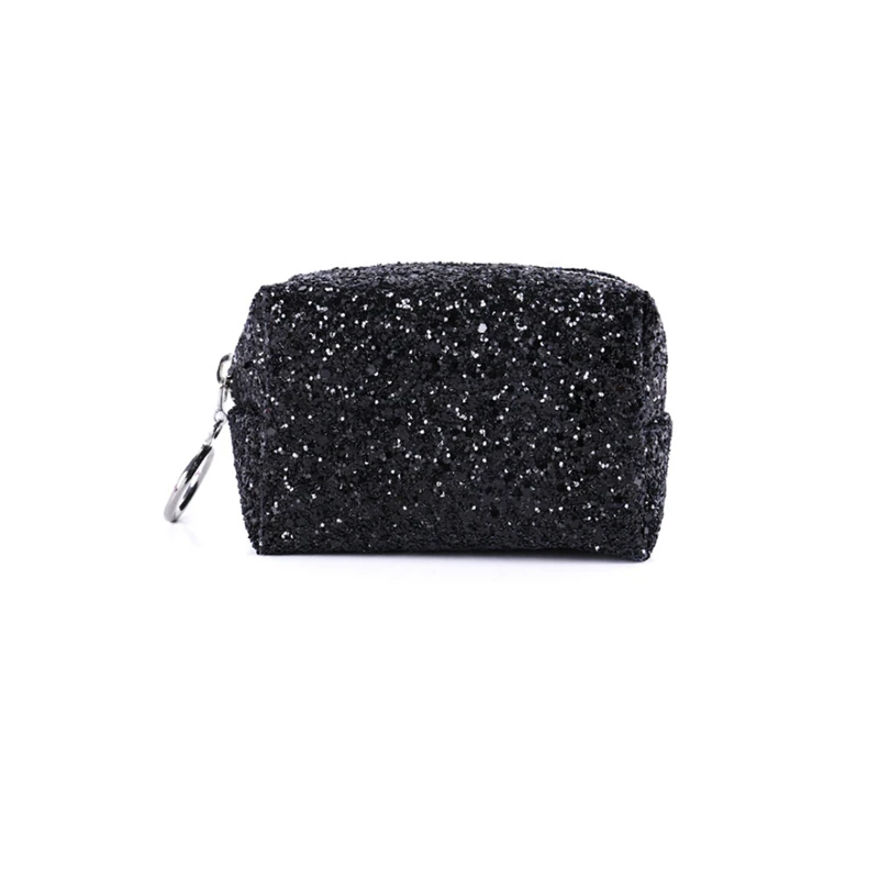 Косметичка для макияжа женская розовая с блестками портативная