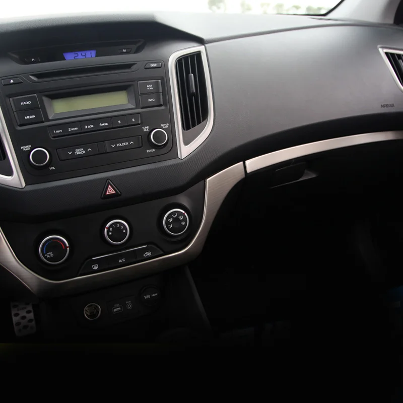 Vtear для hyundai Creta ix25 хендай крета аксессуары для приборной панели автомобиля центральный контроль накладка из нержавеющей стали внутренние молдинги 20172018 ,автотовары