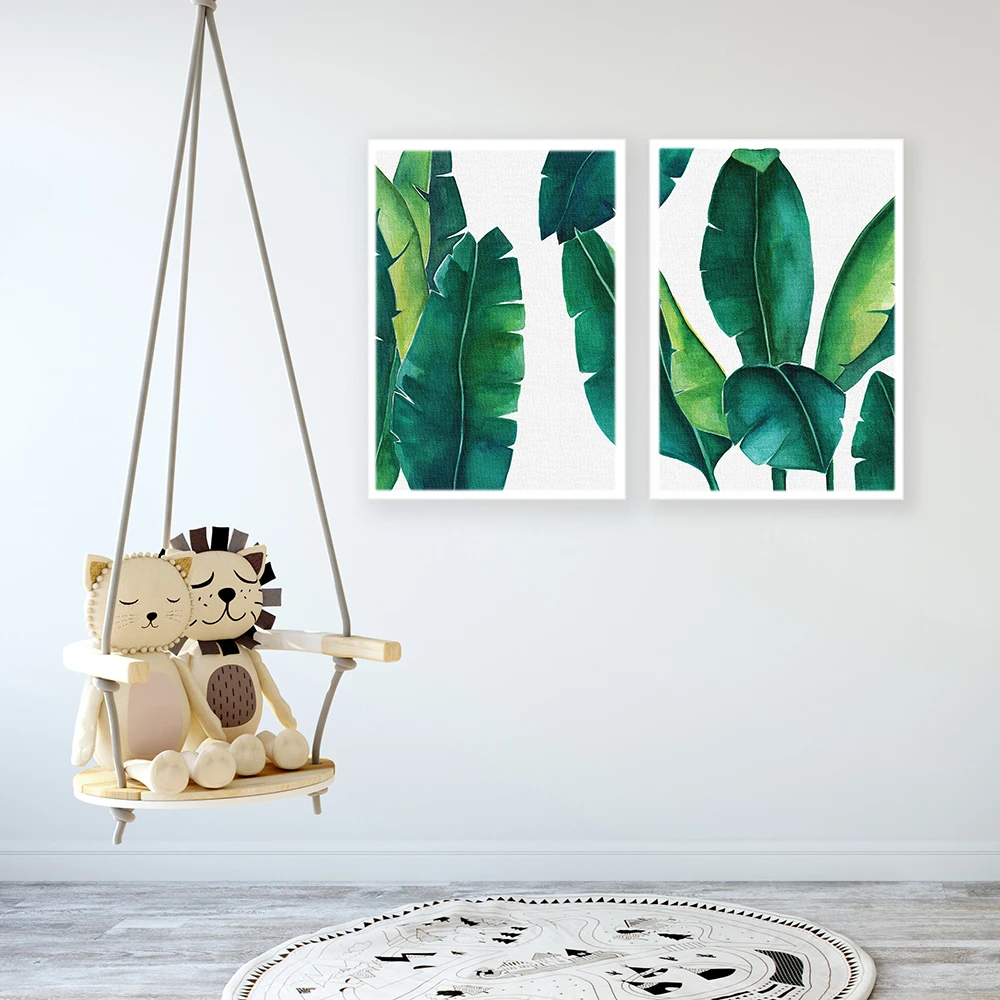 Модные Monstera плакаты и принты листовая настенная живопись холст зеленые