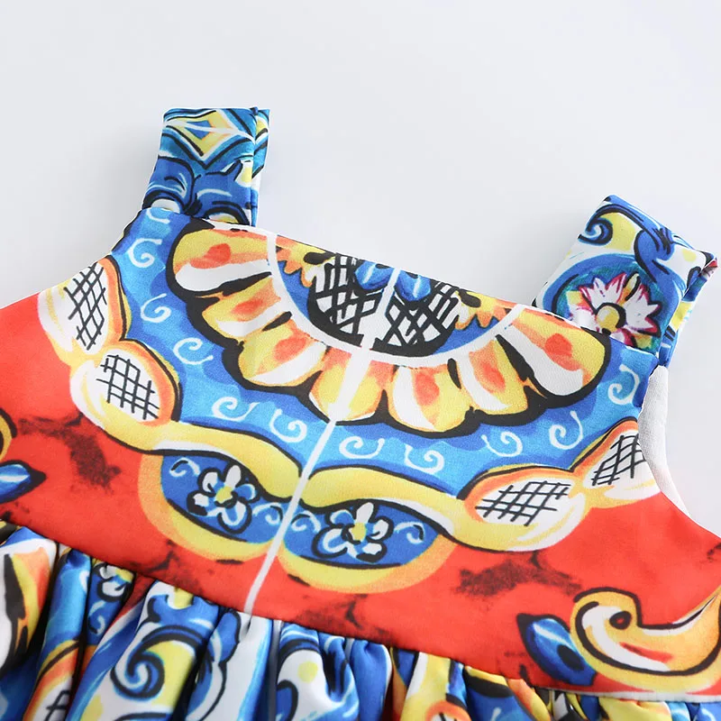 Детское платье без рукавов из полиэстера с принтом | Детская одежда и обувь