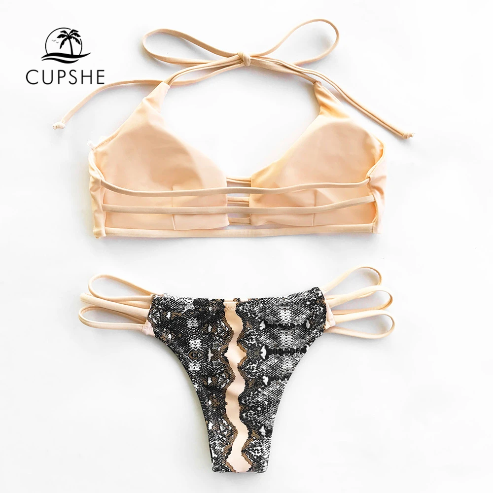 CUPSHE розовый подробно все это стринги бикини Для женщин летние пикантные Холтер