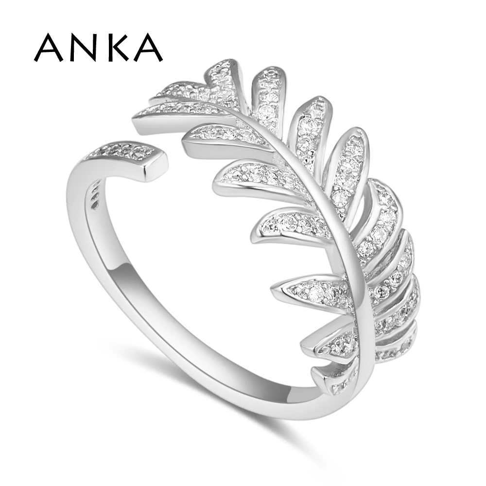 

ANKA Brand Luxury Excellent Clear Top Zircon Feather Rings For Women Female Hot Sale Wedding Party Jewelry Gift #129801