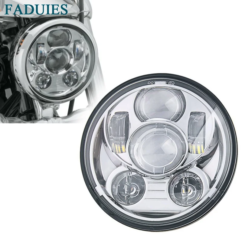 FADUIES 45 Вт хром 5 3/4 75 дюймовый проектор светодиодная фара для Мотоциклов Harley