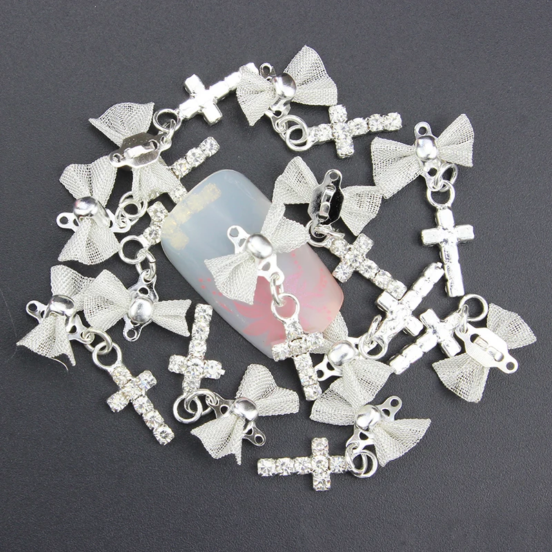 10pcs 3d alloy nails art decoration gel tools glitter rhinestone manicure bow for stud siy accessories TN1083 | Красота и здоровье