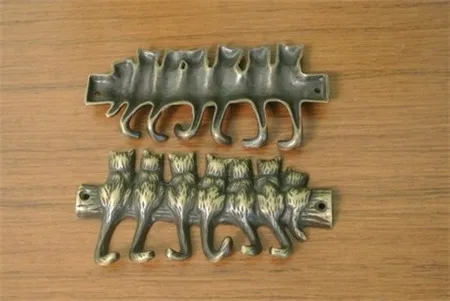 2 маленькие медные латунные Брелоки для ключей 7 кошек домашняя организация