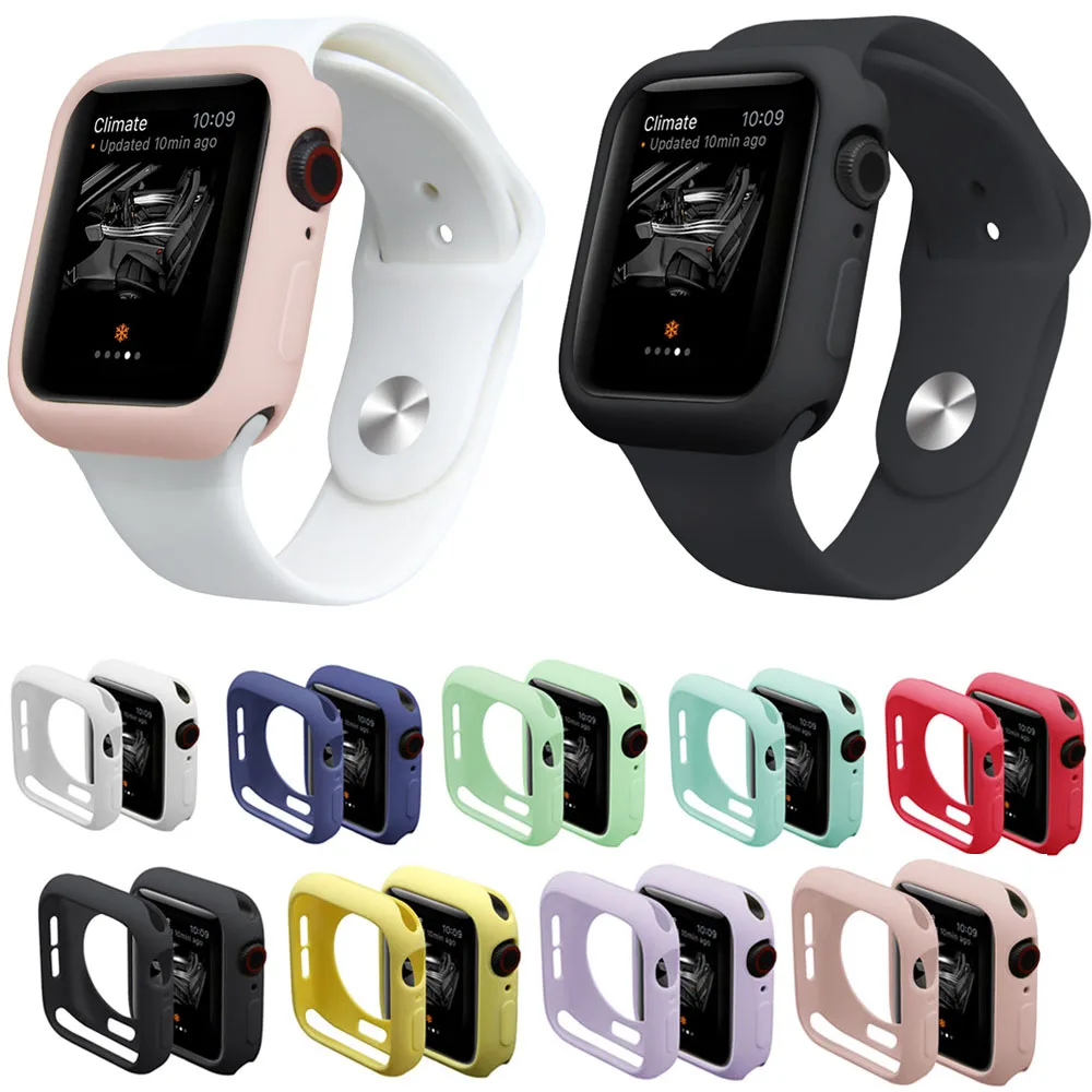 Силиконовый защитный чехол карамельных цветов для Apple Watch 44 мм 40 мягкая рамка из