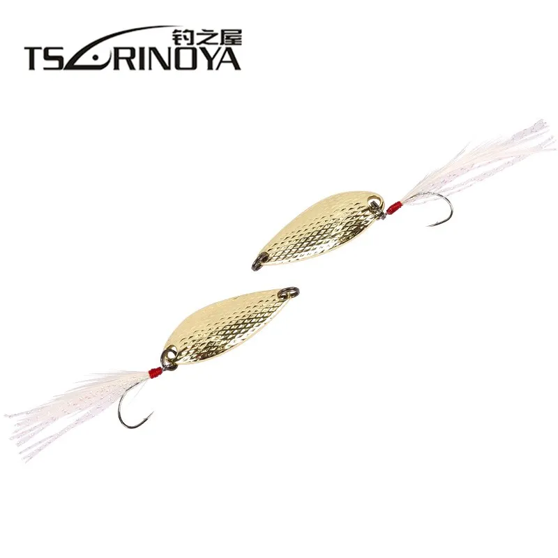 

TSURINOYA 2Pcs/Pack 3.5g/5g Silver/Gold Spoon Fishing Lure Hard Lures Fishing Tackle Long Casting Copper Spoon Fishing Tackle