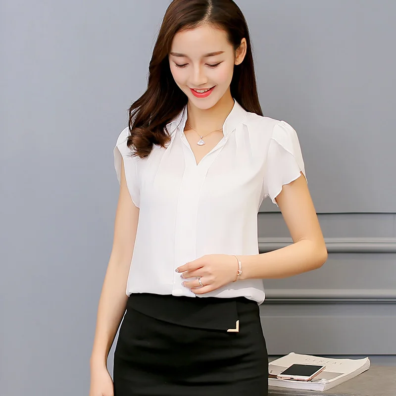 

Summer Fashion Blouse Shirts 2018 New Short Sleeve Solid Casual Office Shirts Tops Blusas