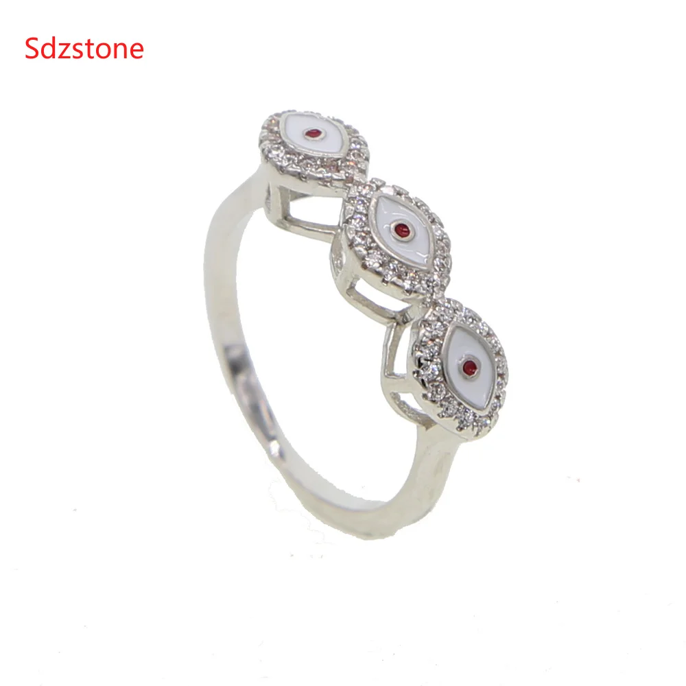 white blue enamel eye Punk Anel Ring Anillos Turkish Evil Eye Rings Jewelry Bff Best Friends Couple Fashion Designer | Украшения и