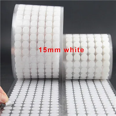 15mm White 50 пар, крепкая самоклеящаяся лента-липучка, велкрос в горошек, крючок и петля, волшебная нейлоновая наклейка, швейный аксессуар «сделай сам» - Цвет: 15mm White