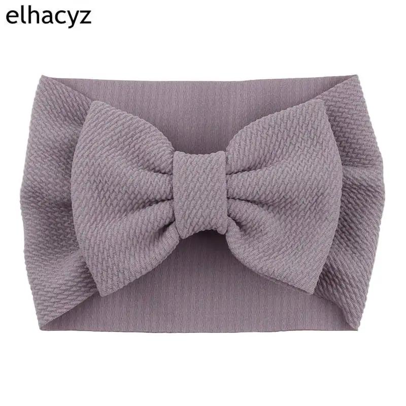 9 New Arrival Turban Popular 5'' Big Hair Bow Headband For Girls Headwrap Textured Fabric Elastic Kids DIY Hair Accessories - Цвет: 9