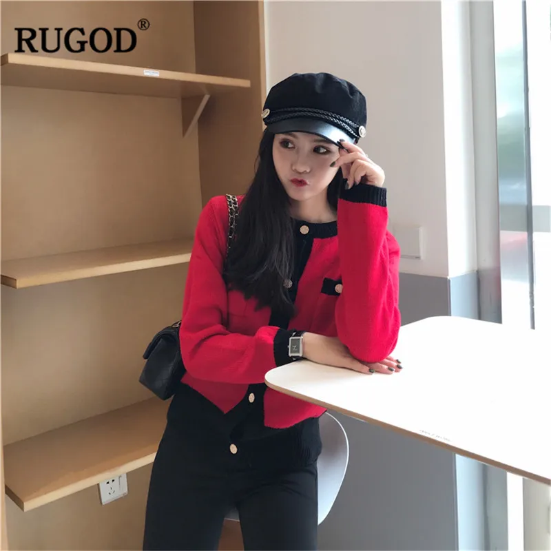 RUGOD винтажные женские кардиганы однотонные с круглым вырезом тонкие