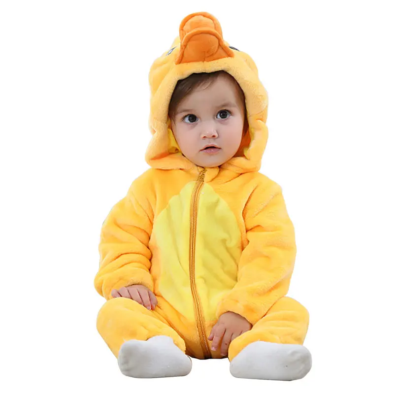 duck Комбинезон; Детский комбинезон; Фланелевая пижама с животными; одежда для маленьких мальчиков и девочек; Детские Зимние коврики с изображением тигра и панды - Цвет: duck