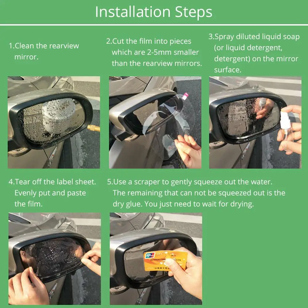 4PCS/Set Anti Fog Car Mirror Window Clear Film Anti-glare Rearview Protective Waterproof Rainproof Sticker | Автомобили и