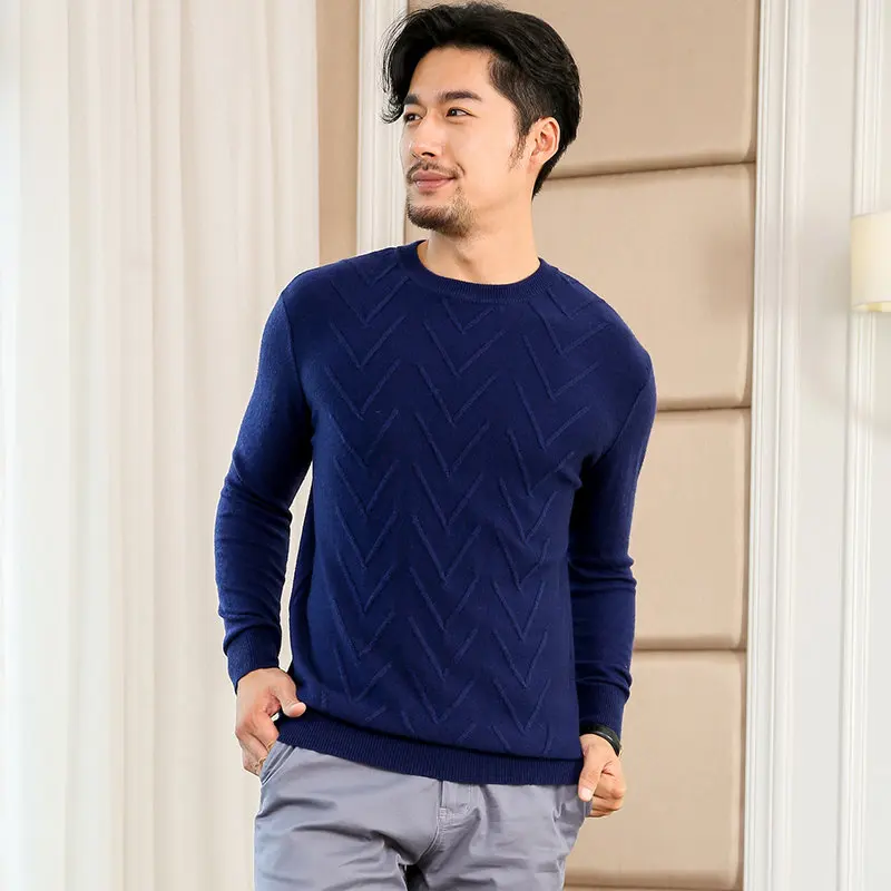 Smpevrg autumn winter thick cashmere sweater men pullovers O-neck long sleeve casual pullover men sweater knitted jumpers warm - Цвет: navy