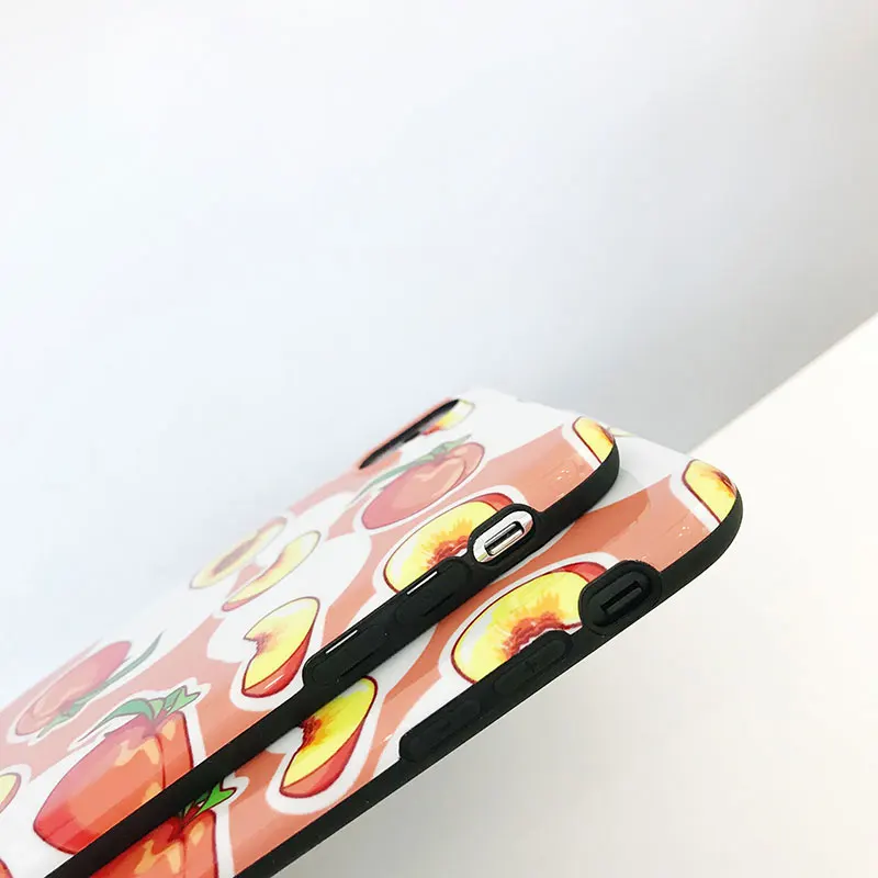 Boucho Cute Cartoon Fruit Peach Phone Case For iphone X 7plus 8plus Cases 6 6s 7 8 plus Soft Silicone Cover capa |
