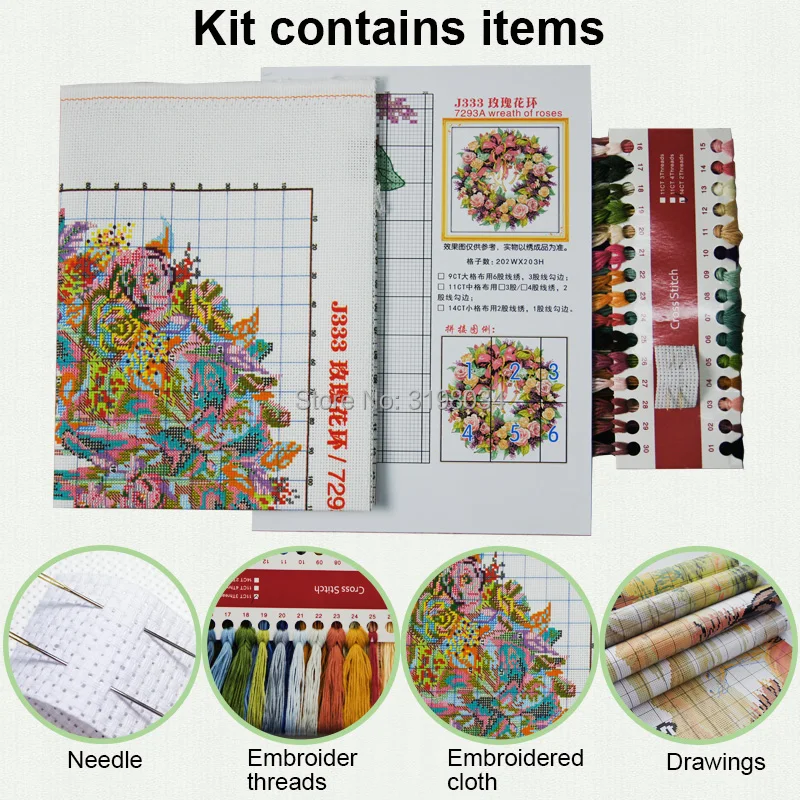 NKF Rose tablecloth counted printed pattern cross stitch kits embroidery needlework sets New Year's restaurant decor DIY 11 14ct | Дом и