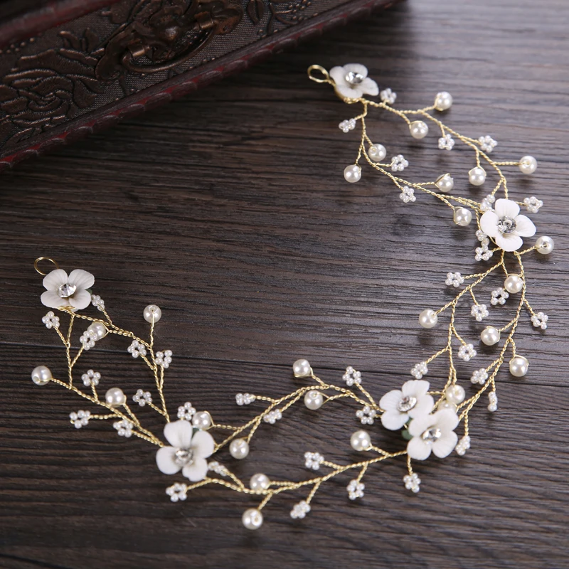 Pearl Flower Headband Wedding Hair Jewelry Bridesmaid Bride Women Accessories Head Tiara | Украшения и аксессуары